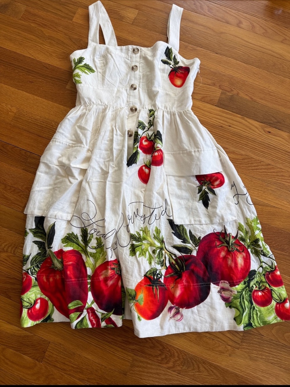 Maeve Button-Front Fit & Flare Tomato Midi Dress Size M - Picture 6 of 9